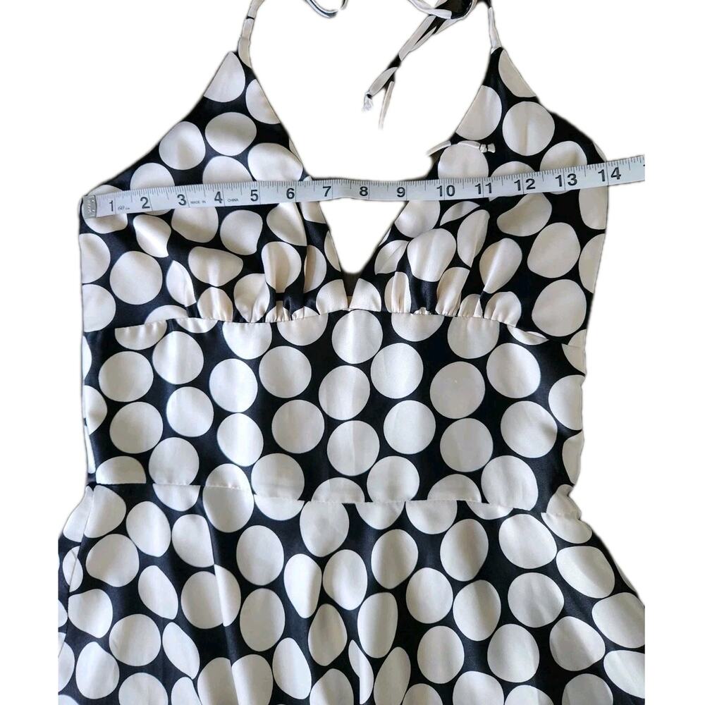 Alyn Paige Vtg Y2K Halter Midi Satin Dress Polka Dot Baby Doll Marilyn Size 5/6 - Picture 4 of 8